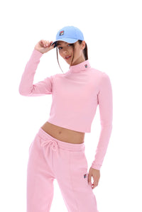 Pink Heidi Cropped Roll Neck Top