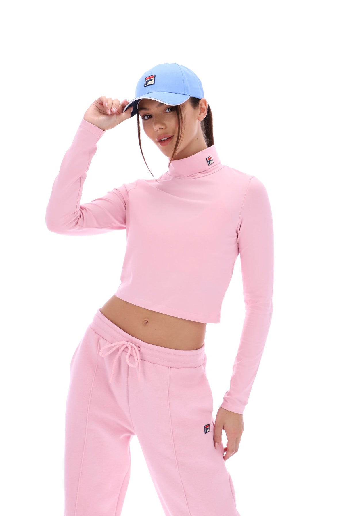 Pink Heidi Cropped Roll Neck Top