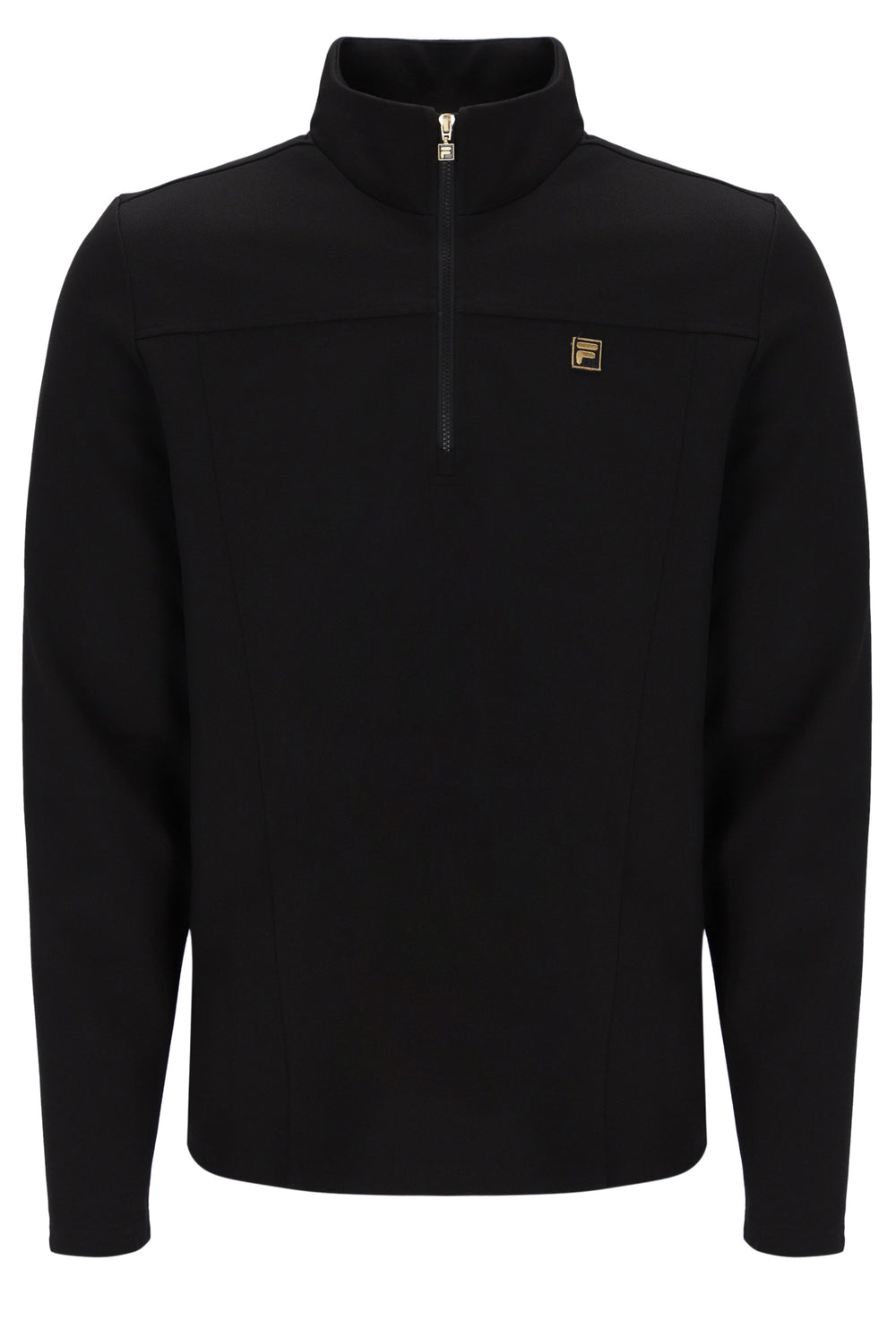 Black pullover with a FILA logo on a white background