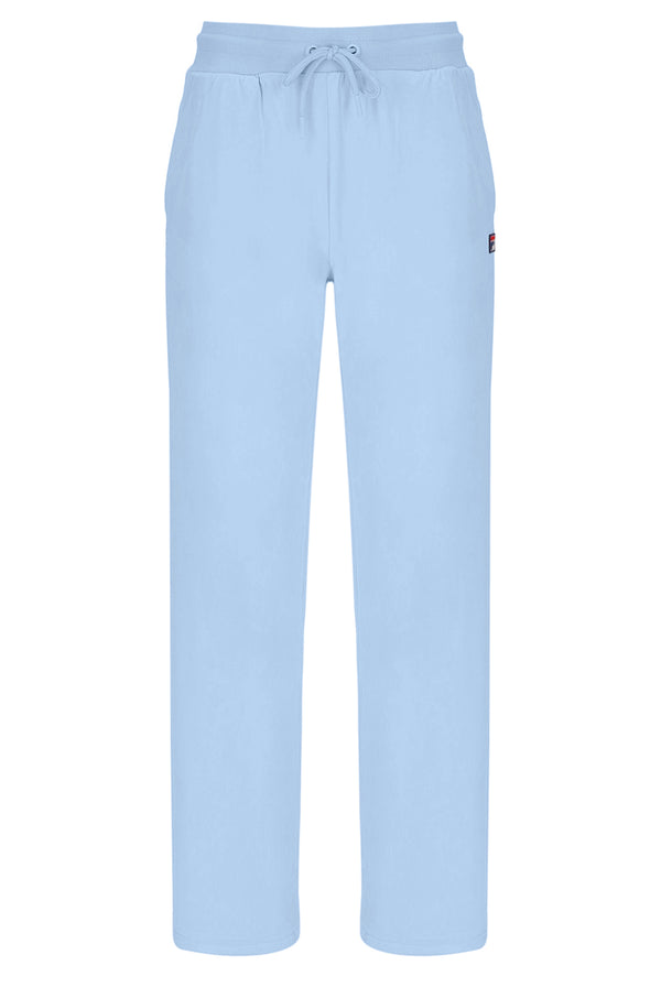 Light blue pants with a drawstring on a white background