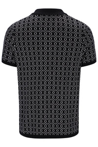 Black Jackson Jacquard Knit Zip Polo Shirt