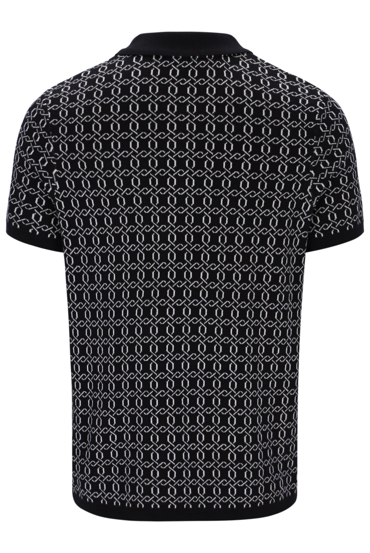 Black Jackson Jacquard Knit Zip Polo Shirt