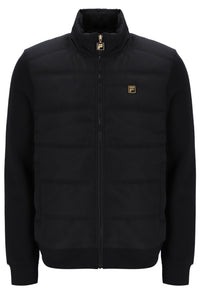 Displays the Black 'FILA' branded Jerry Full Zip Padded Jacket