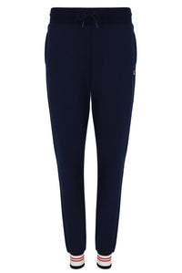 Navy blue sweatpants on a white background