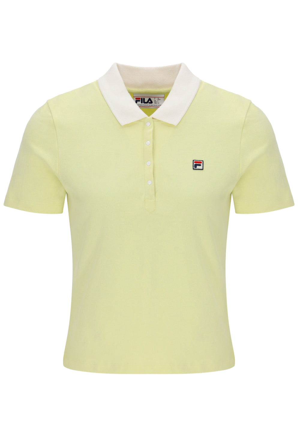Light green polo shirt with white collar on a white background