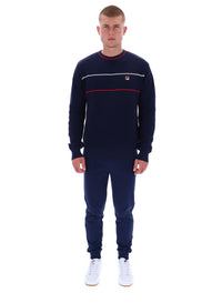 Fila Navy Kallum Waffle Textured Crew Neck Jumper
