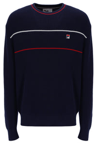 Fila Navy Kallum Waffle Textured Crew Neck Jumper