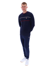 Fila Navy Kallum Waffle Textured Crew Neck Jumper