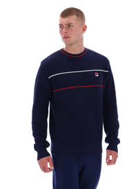 Fila Navy Kallum Waffle Textured Crew Neck Jumper