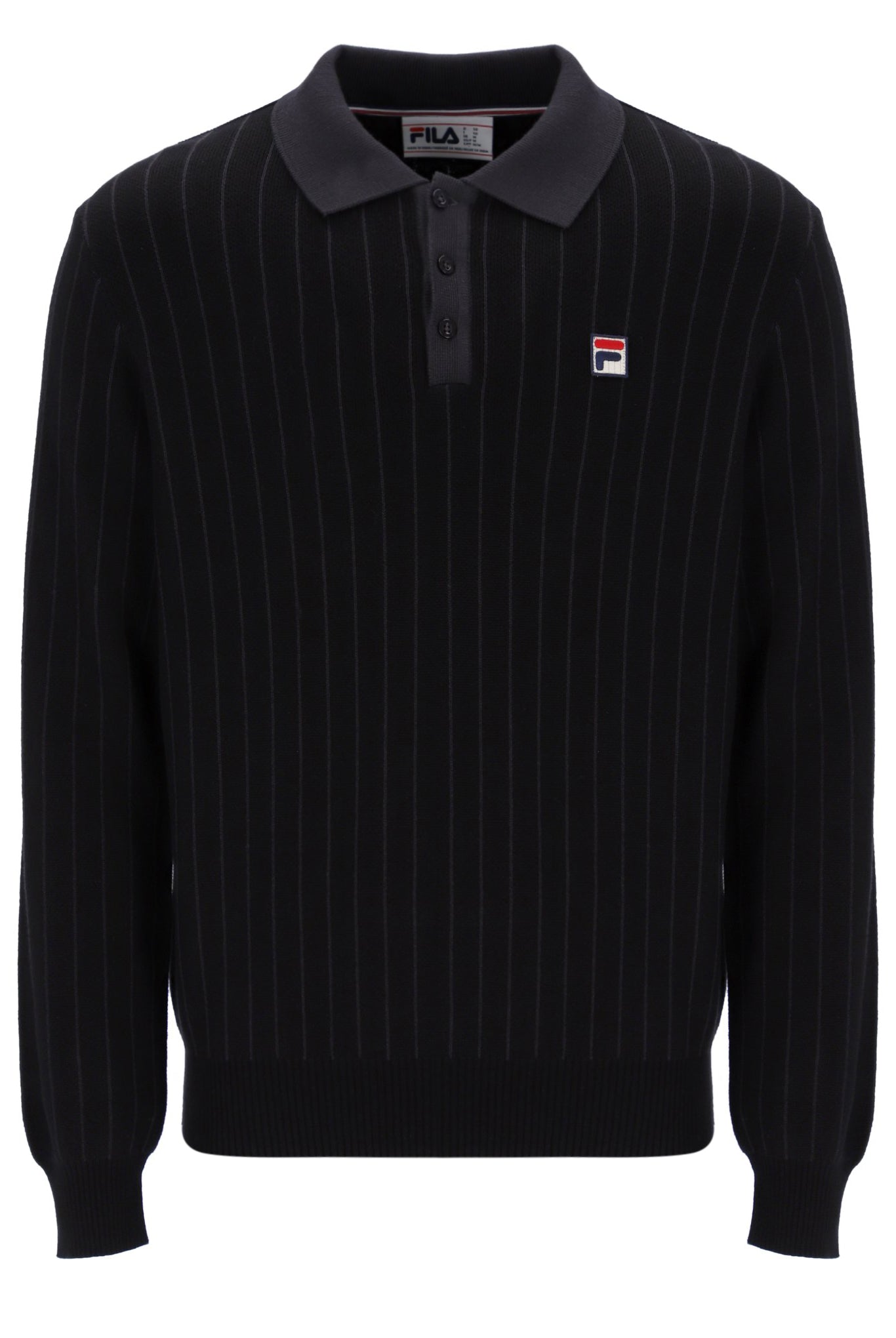 Black Kobe Striped Knit Polo – Fila UK