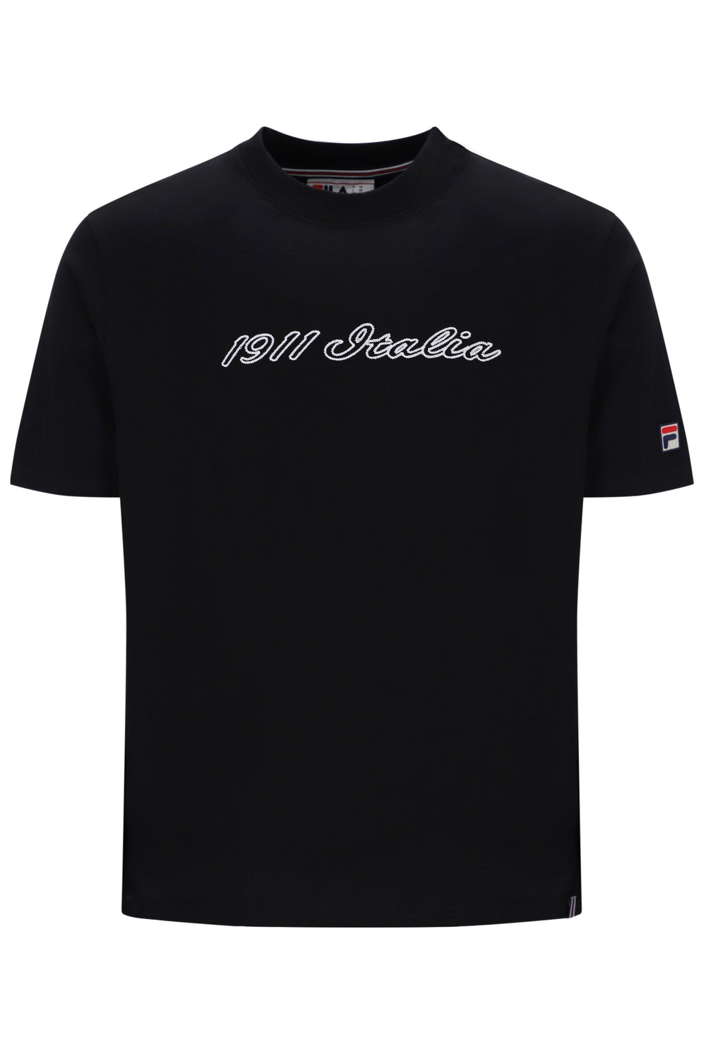 Displays the Black 'FILA' branded Lagos Graphic T-Shirt