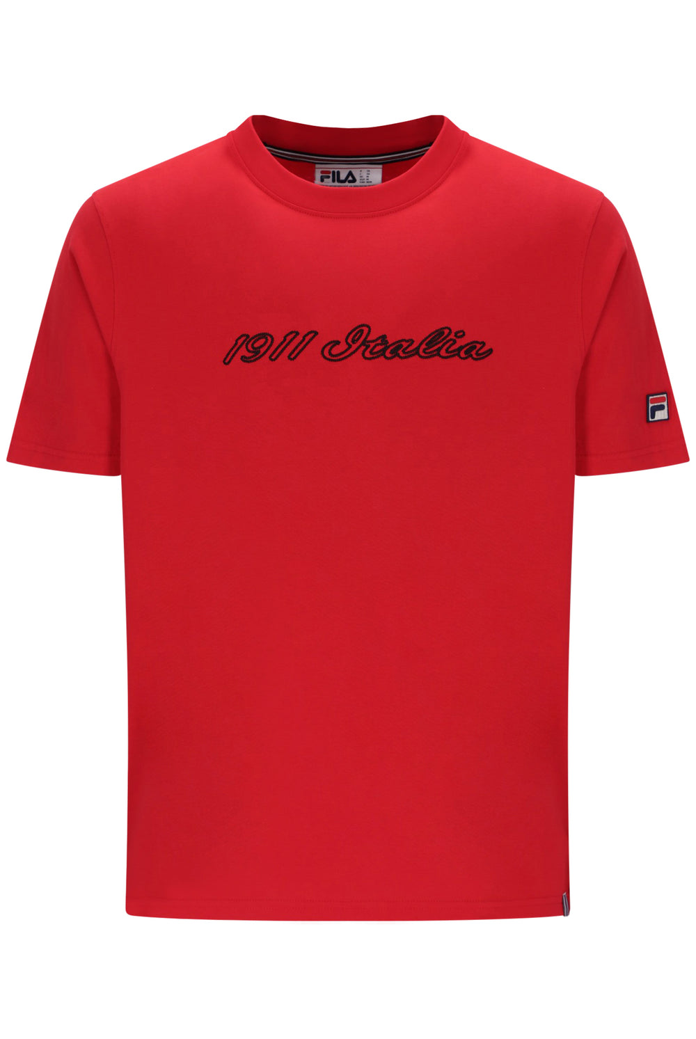 Displays the Red 'Fila' branded Lagos Graphic T-Shirt