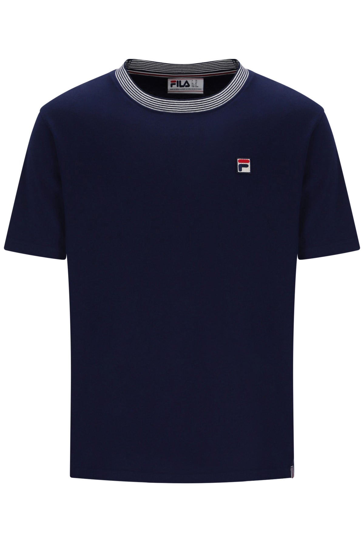 Displays the Navy 'Fila' branded Gardenia Lance T-Shirt