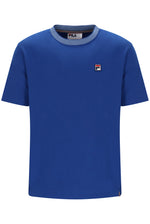 Displays the Mazarine Blue 'FILA' branded Angel Falls Lance T-Shirt