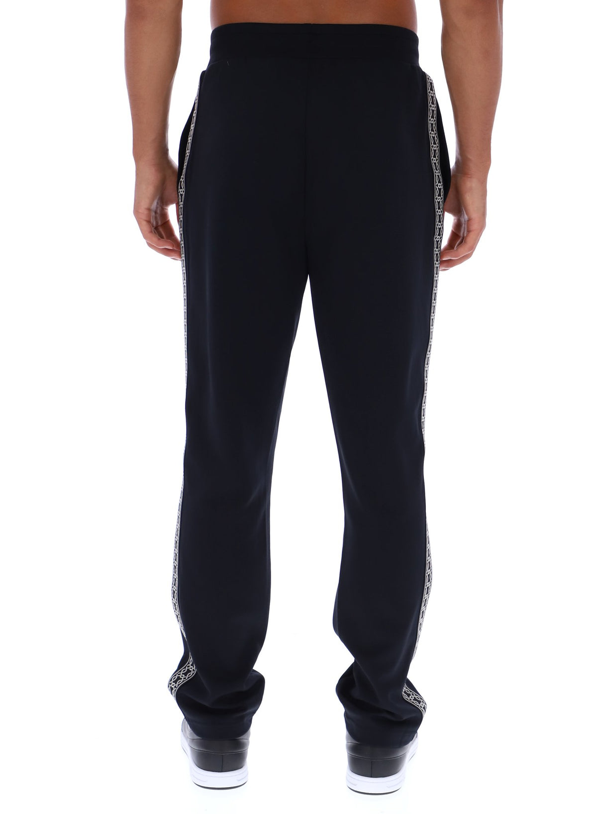 Black Layton Straight Leg Pants with Tape Detail