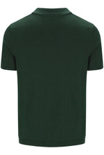 Displays the Pine Needle and Black 'FILA' branded Lazar Knitted Colourblock Zip Polo
