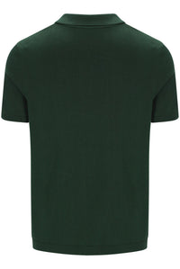 Displays the Pine Needle and Black 'FILA' branded Lazar Knitted Colourblock Zip Polo