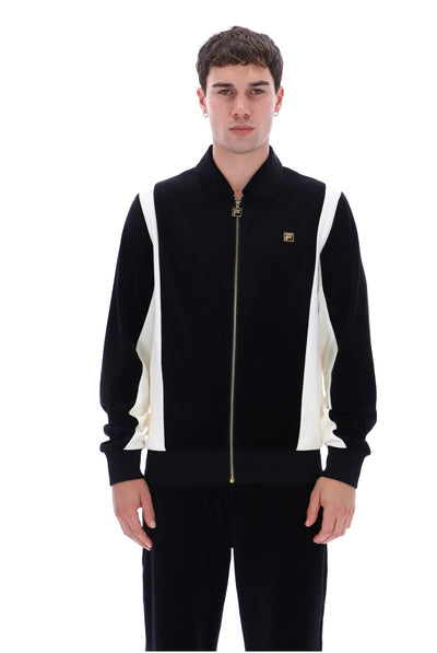 Black Lazaro Velour Colour Block Jacket