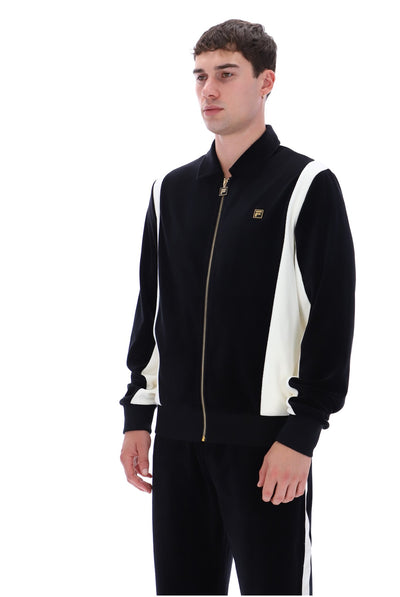 Black Lazaro Velour Colour Block Jacket