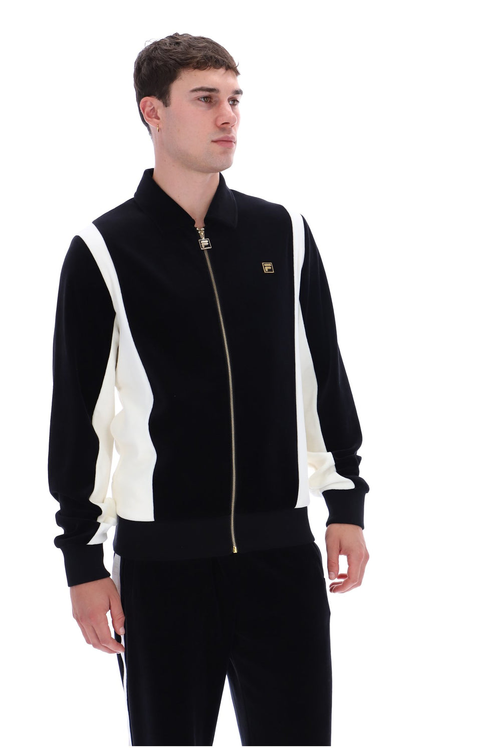 Black Lazaro Velour Colour Block Jacket