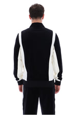Black Lazaro Velour Colour Block Jacket