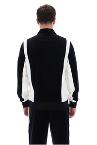 Black Lazaro Velour Colour Block Jacket
