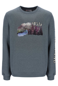 Displays the Stormy Weather 'FILA' branded Len Graphic Crew Sweatshirt