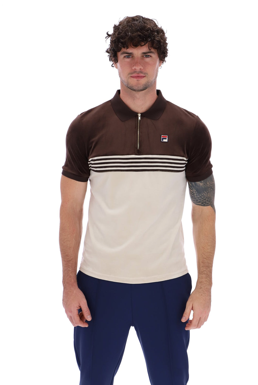 Lennox Stripe Velour Polo