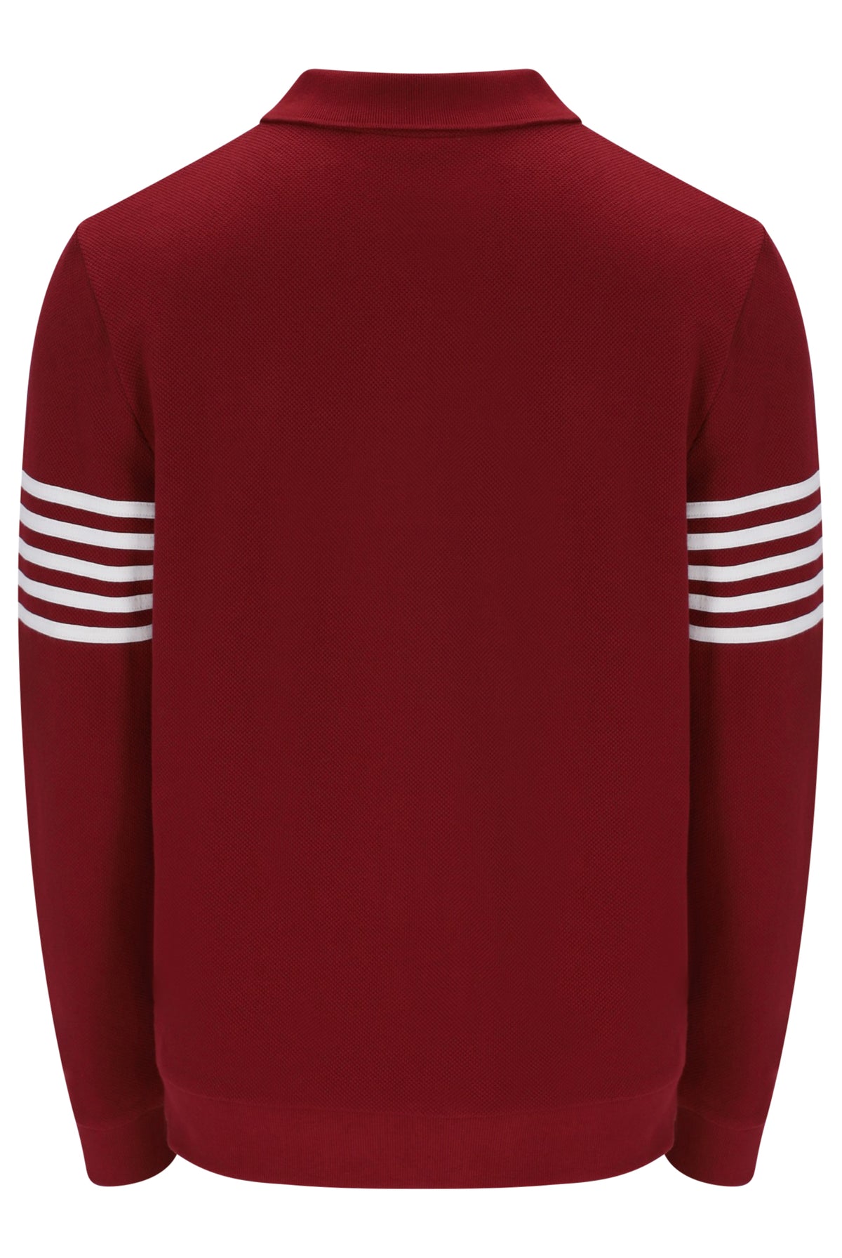 Displays the Sun Dried Tomato and White 'FILA' branded Luis 1/2 Zip Long Sleeve Polo