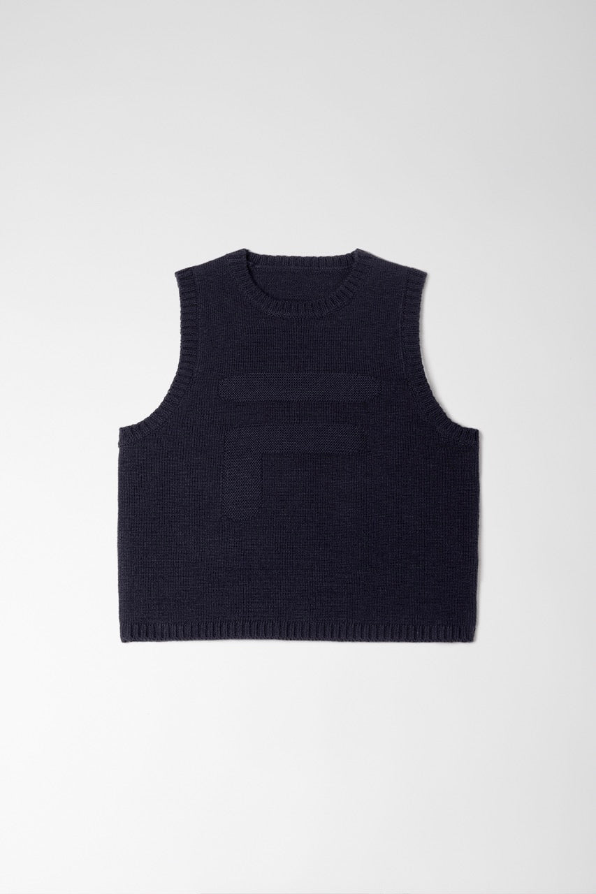 Midnight Blue Cropped Knit Vest