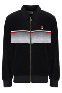 Displays the Black 'FILA' branded Malakai Striped Track Top