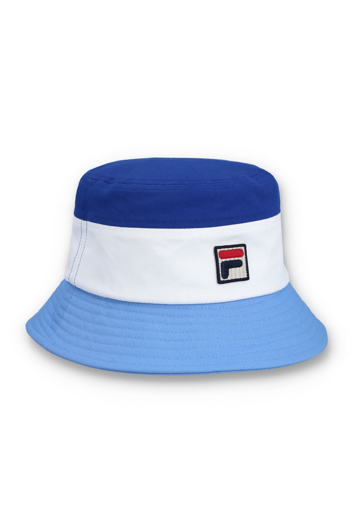 Displays a Frozen 'FILA' branded Fjord Marco Tri-Colour Bucket Hat
