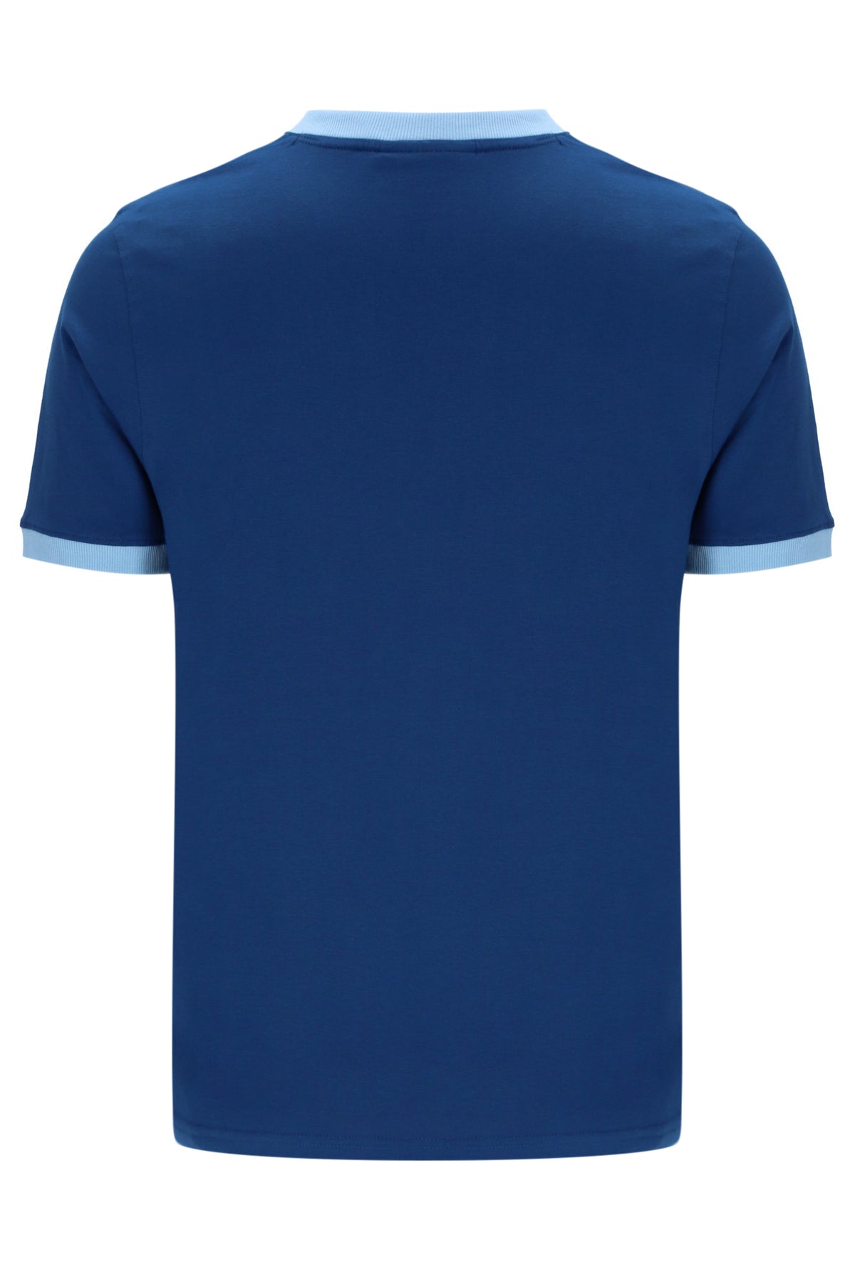 Displays a model wearing the Limoges 'FILA' branded Marconi Essential Ringer T-Shirt