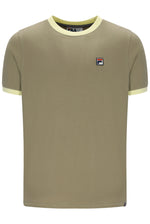 Displays the Chinchilla Double Cream 'FILA' branded Marconi Essential Ringer T-Shirt