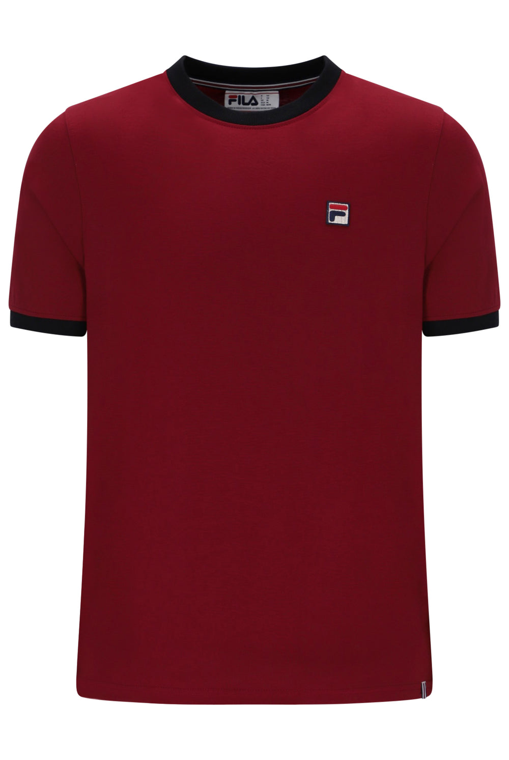 Displays the Sun Dried Tomato and Black 'FILA' branded Marconi Essential Ringer T-Shirt