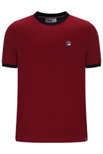 Displays the Sun Dried Tomato and Black 'FILA' branded Marconi Essential Ringer T-Shirt