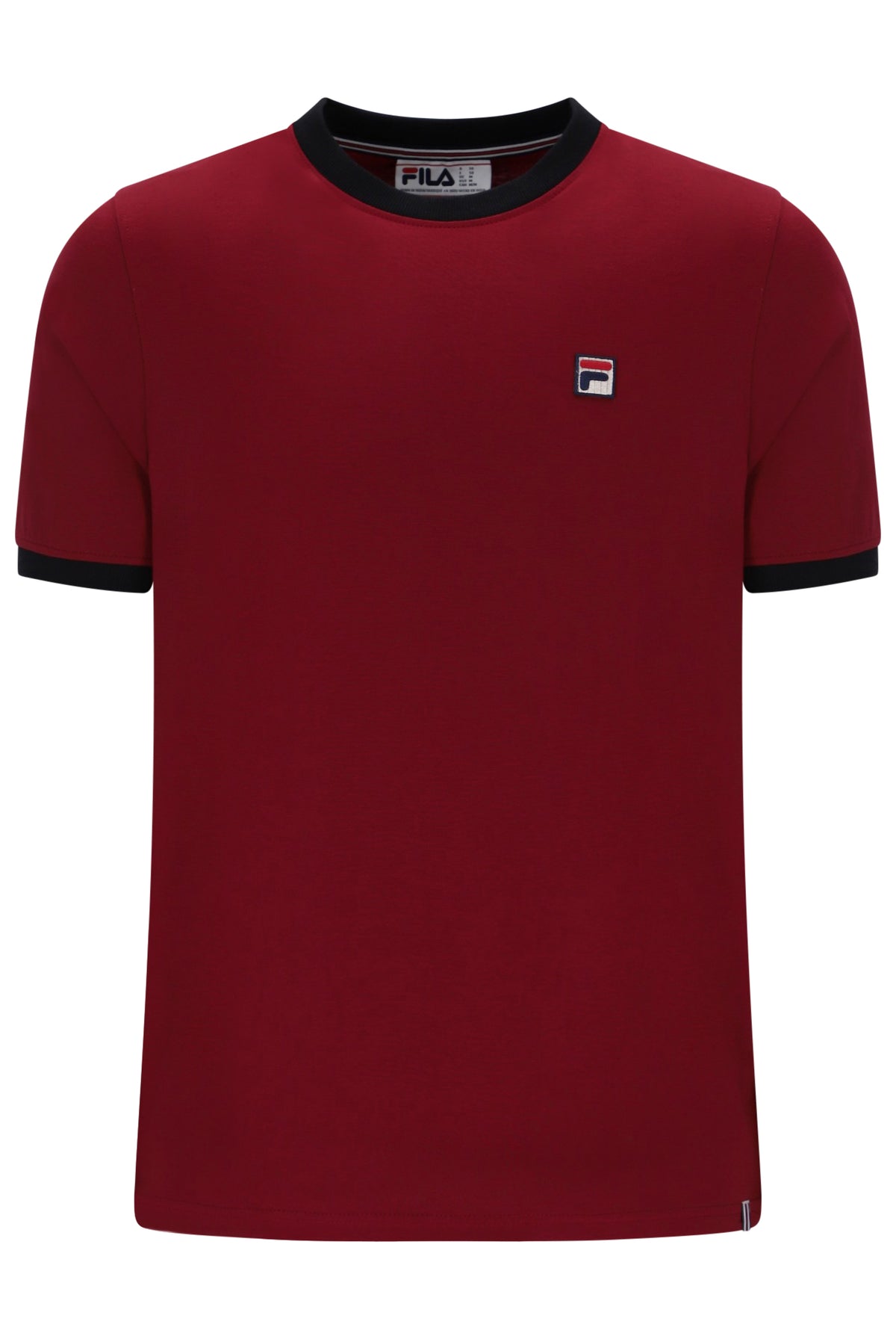 Displays the Sun Dried Tomato and Black 'FILA' branded Marconi Essential Ringer T-Shirt