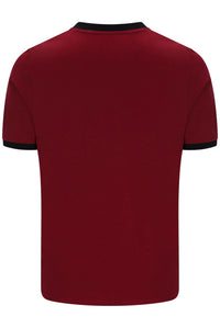 Displays the Sun Dried Tomato and Black 'FILA' branded Marconi Essential Ringer T-Shirt