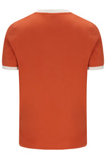 Displays a Burnt Ochre and Gardenia 'FILA' branded Marconi Essential Ringer T-Shirt