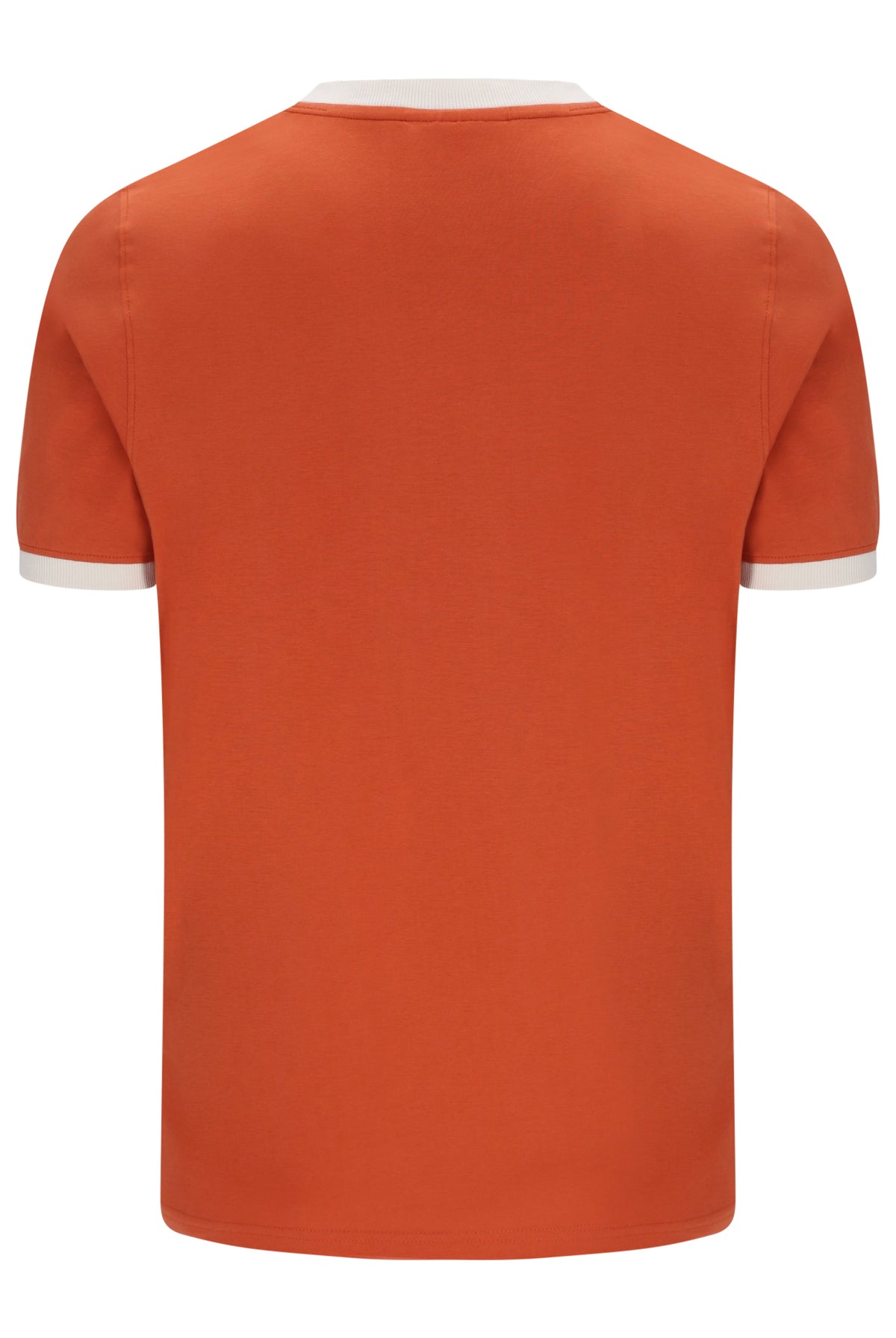 Displays a Burnt Ochre and Gardenia 'FILA' branded Marconi Essential Ringer T-Shirt