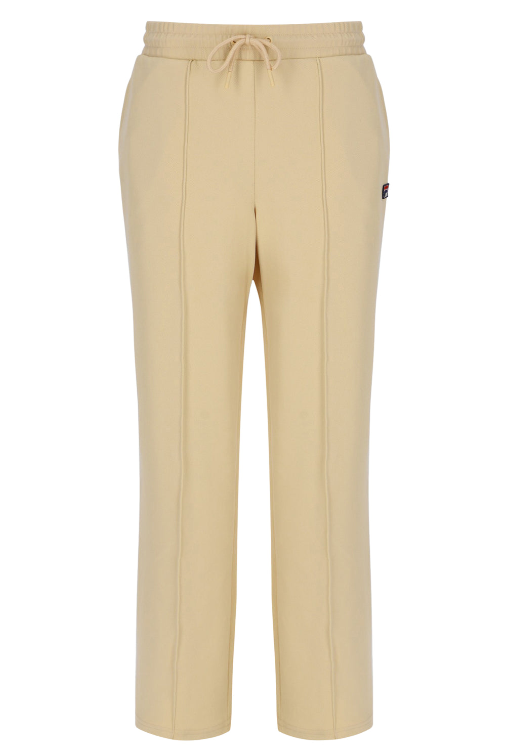 Beige pants with a drawstring on a white background