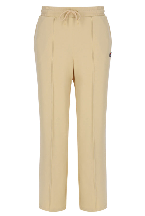 Beige pants with a drawstring on a white background