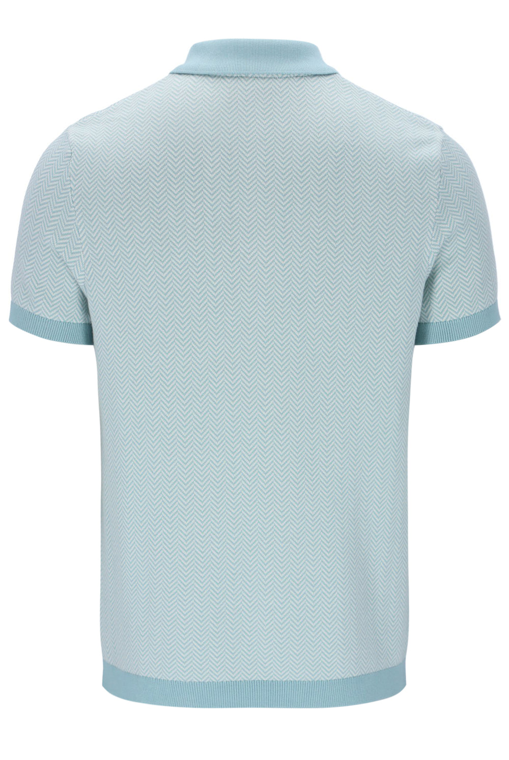 Light blue patterned polo shirt on a white background
