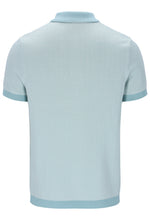 Light blue patterned polo shirt on a white background