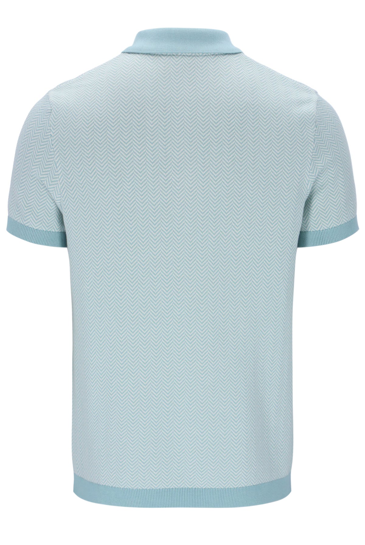 Light blue patterned polo shirt on a white background