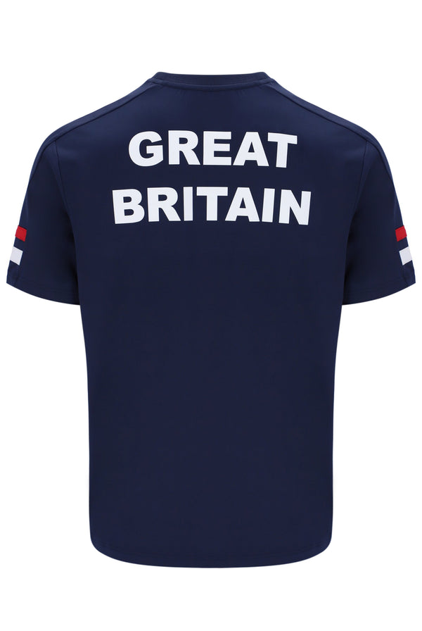 A navy blue tennis t-shirt with the FILA logo and a British flag motif on the chest.