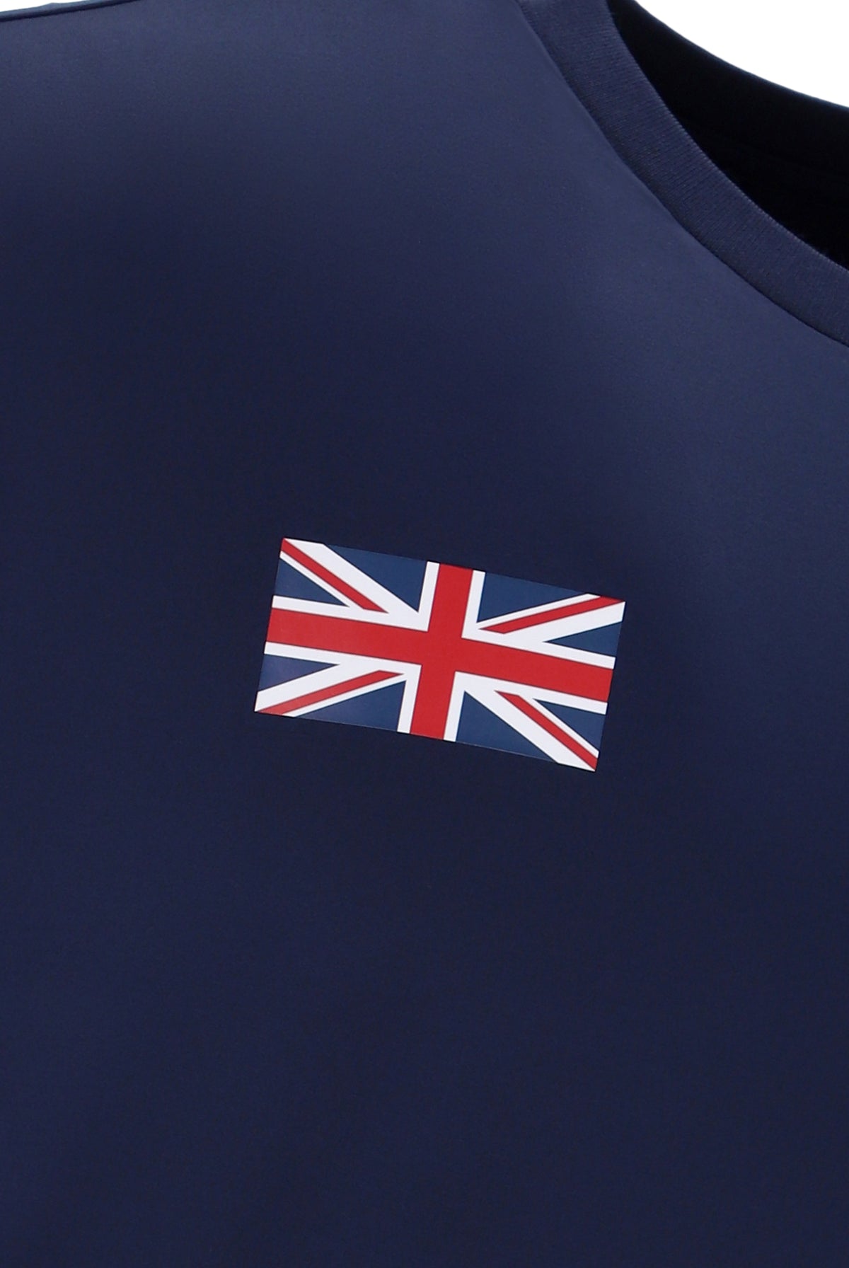 A navy blue tennis t-shirt with the FILA logo and a British flag motif on the chest.