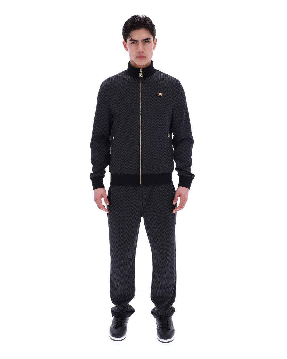 Black Mathers Herringbone Track Top