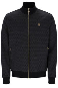 Displays the Black 'FILA' branded Mathers Herringbone Track Top