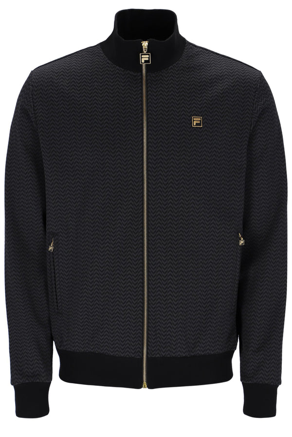 Displays the Black 'FILA' branded Mathers Herringbone Track Top